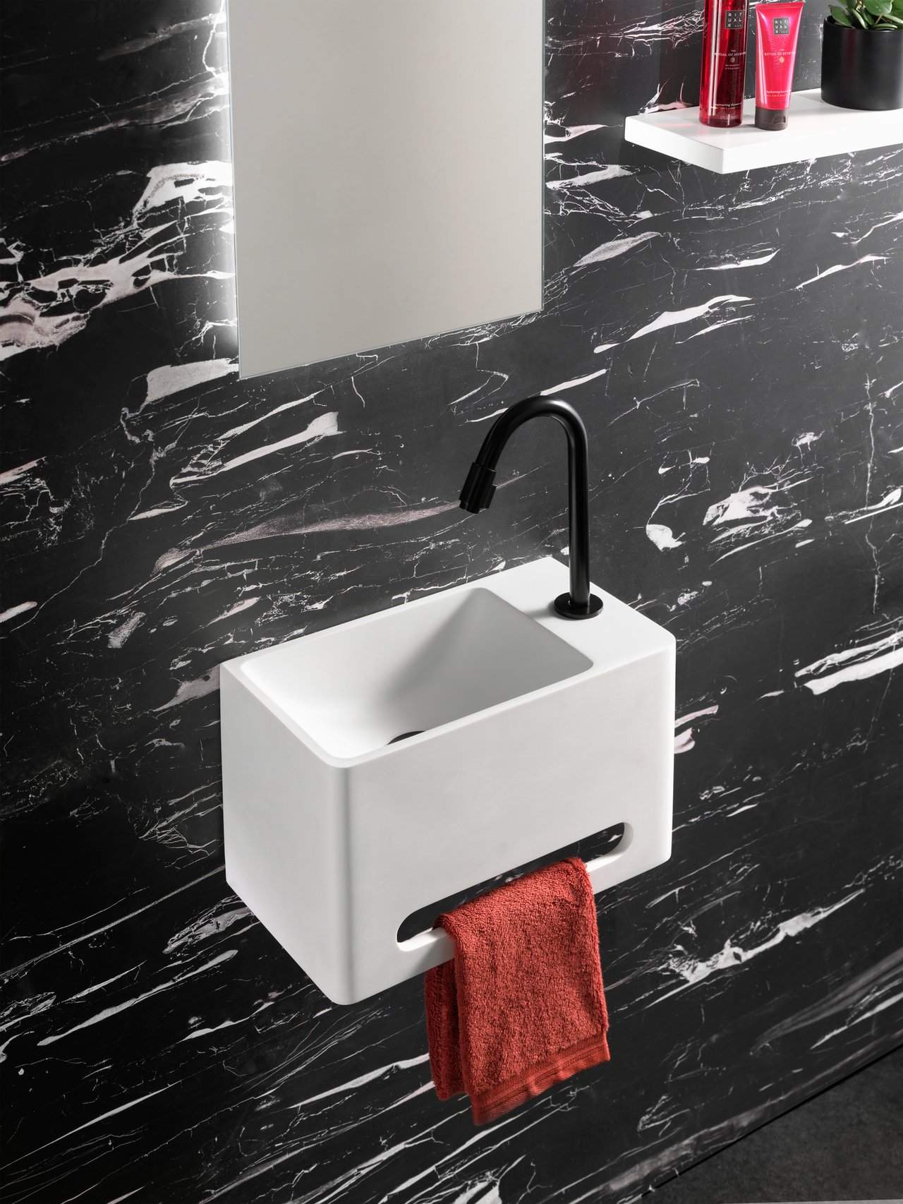 Balmani Deco Handwaschbecken: Solid Surface, Weiß Matt 40 x 22 cm