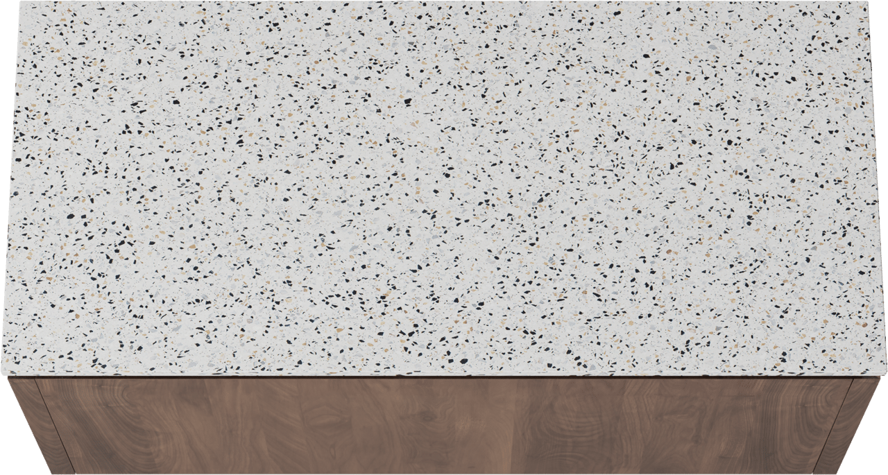 Balmani Eclips meuble salle de bains suspendu 120 x 55 cm Noyer américain avec Stretto tablette simple ou double vasque en Bianco Nero Terrazzo