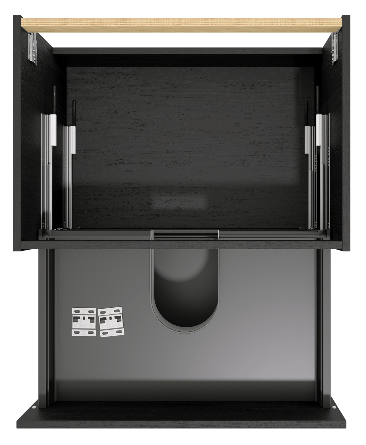 Balmani Lucida hängender Waschbeckenunterschrank: 75 x 55 cm, Eiche Schwarz, 2 Schubladen