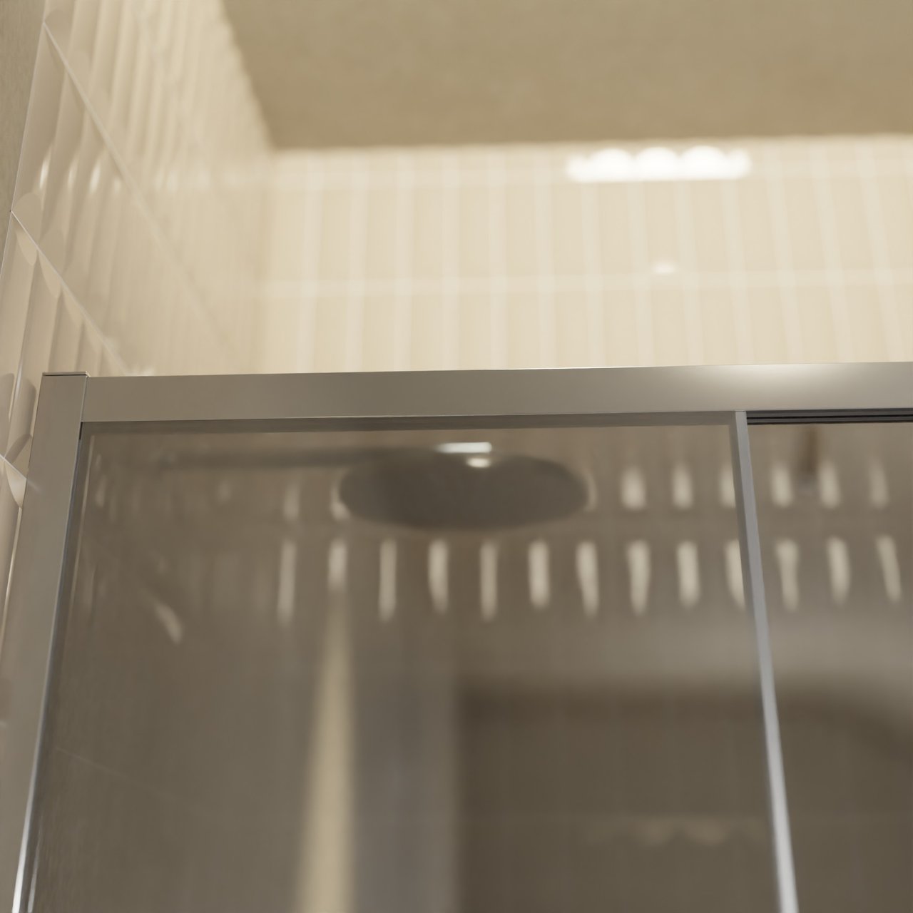 Balmani Senses Design Dusche Schiebetür, Rechts, 120 cm x 210 cm, Reflex-Spiegelglas, Profil Chrom
