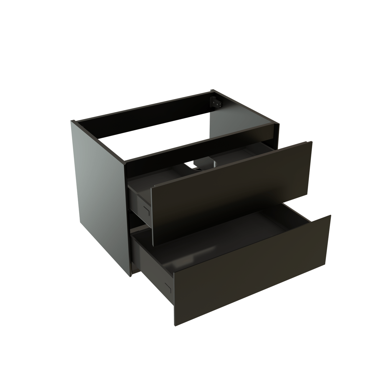 Storke Edge meuble sous-lavabo suspendu 75 x 52 cm Noir Mat 2 tiroirs