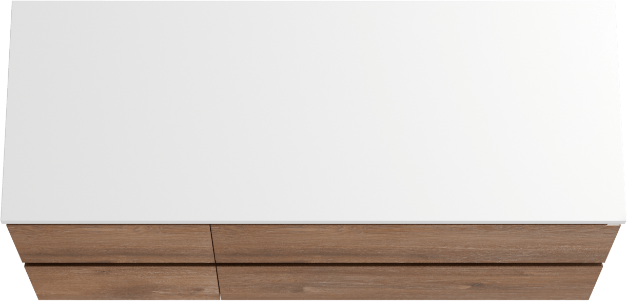 Linie Lado meuble salle de bains suspendu 120 x 46 cm chêne brun avec Lado tablette double en marbre composite blanc brillant