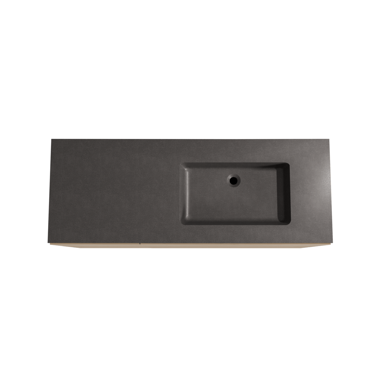 Storke Edge staand badmeubel 140 x 52 cm ruw eiken met Scuro asymmetrisch rechtse wastafel in kwarts mat zwart