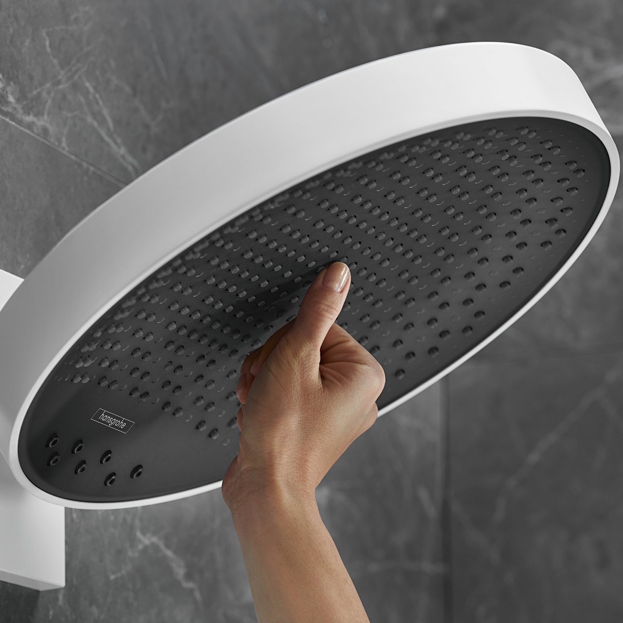 Hansgrohe Rainfinity 360 ronde regendouchekop met muursteun 36 cm mat wit
