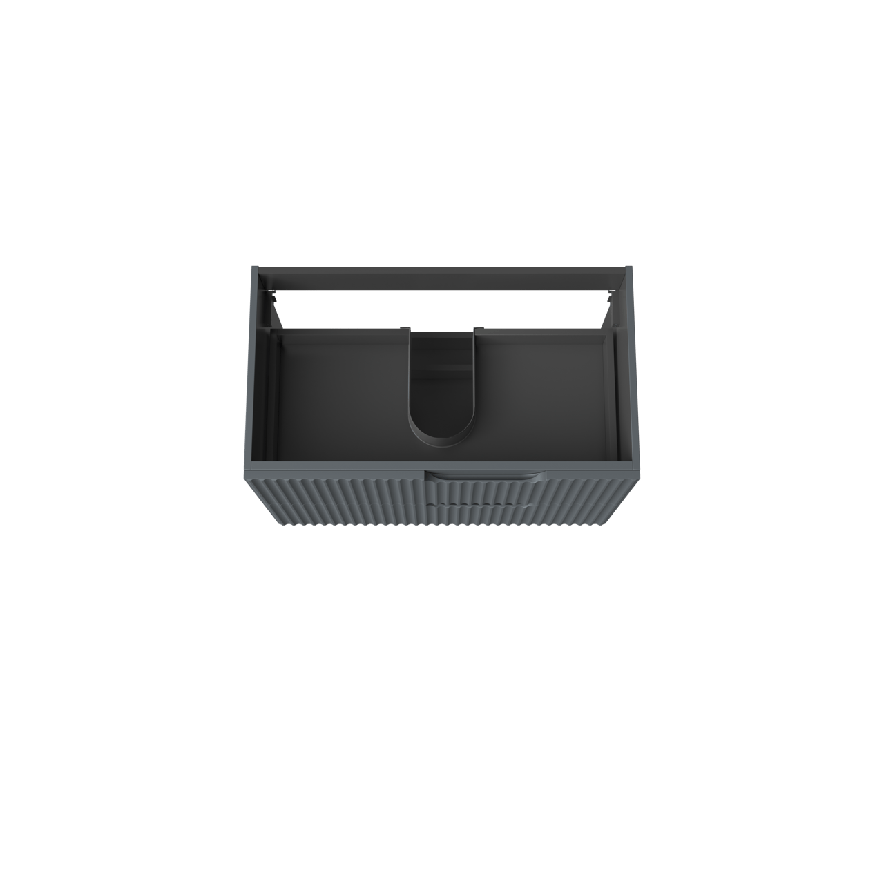 Linie Ribbo meuble sous-lavabo suspendu 80 x 46 cm bleu anthracite 2 tiroirs