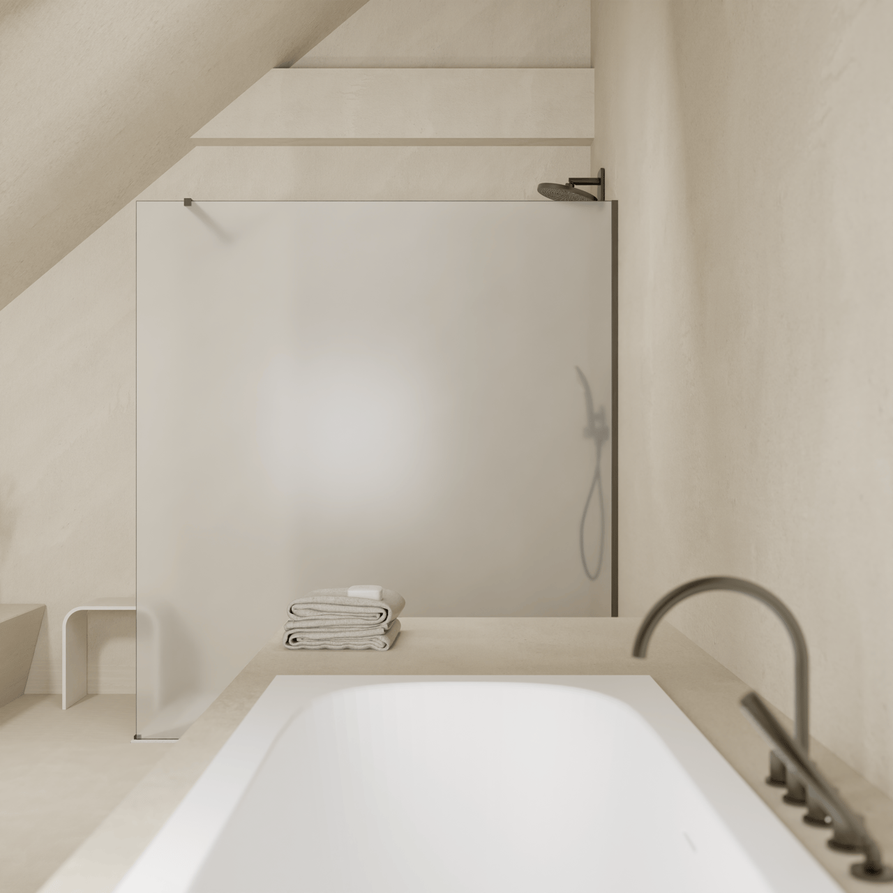 Balmani Modular Duschwand Glas: Permafrost, 176 x 200 cm, inklusive Coating