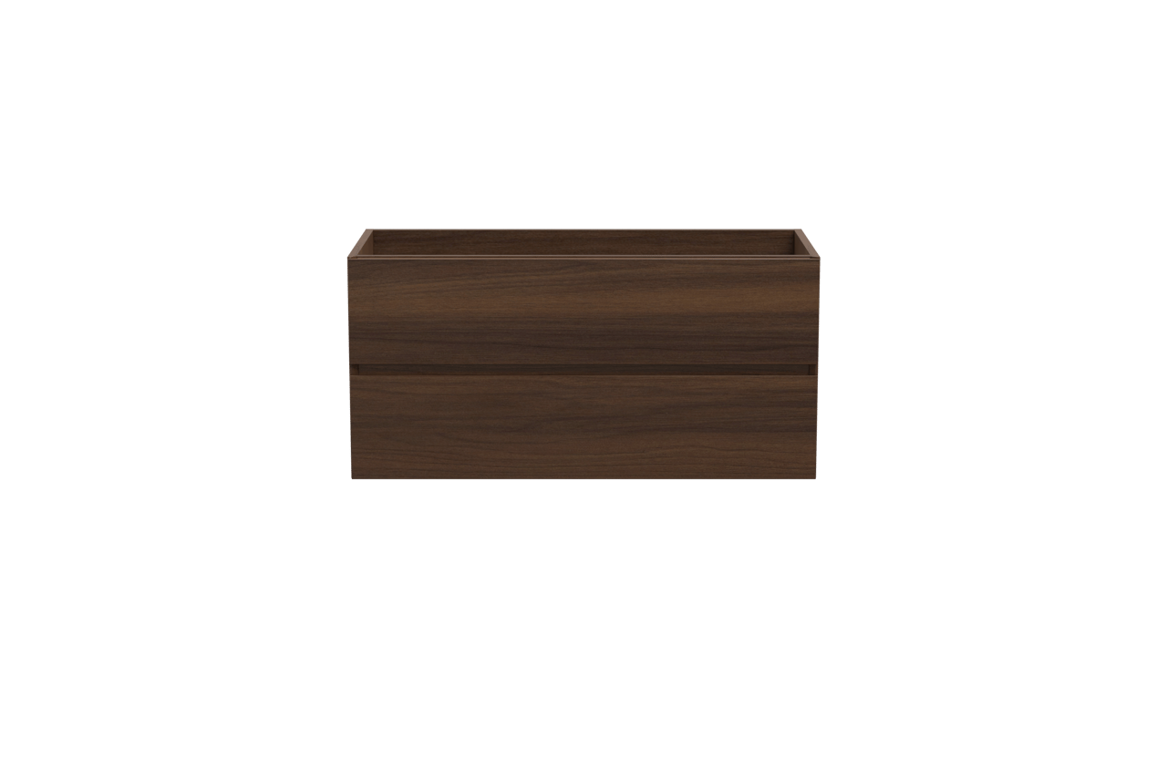 Storke Edge zwevende wastafelonderkast 100 x 46 cm notelaar 2 lades