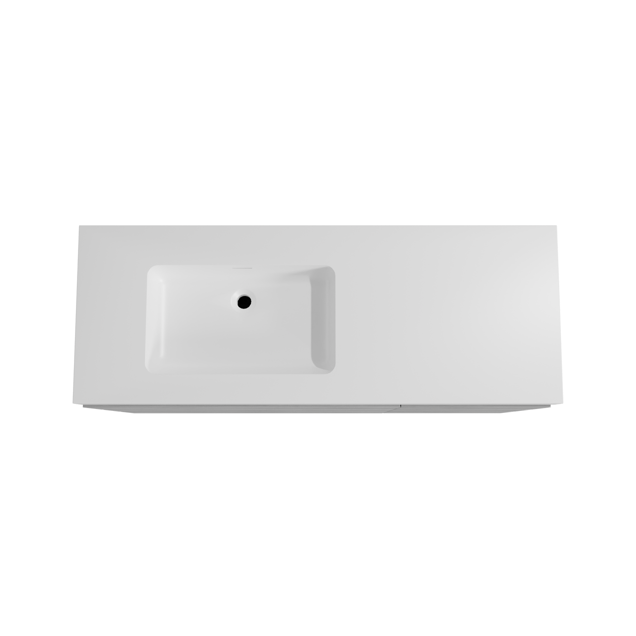 Storke Edge meuble salle de bains à poser 140 x 52 cm béton gris foncé avec Mata High plan vasque asymétrique à gauche en solid surface blanc mat