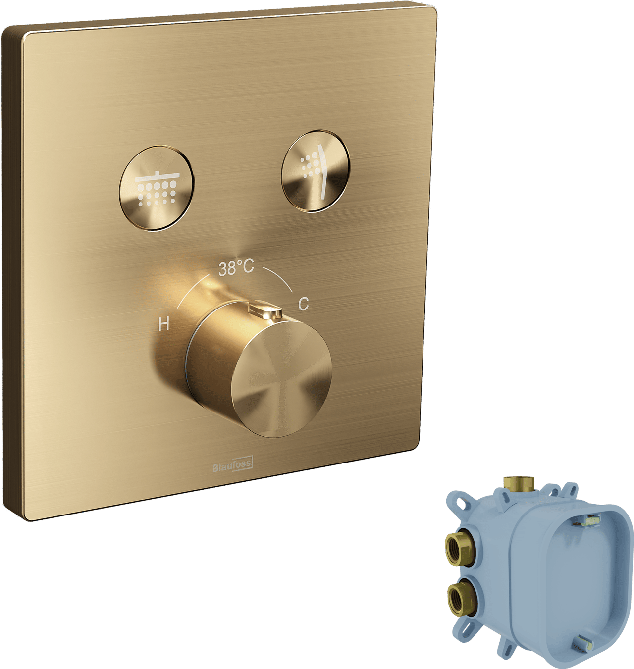 Blaufoss Smartbox Switch-Line thermostat de douche encastré 2 évacuations brushed champagne gold incl élément intégré