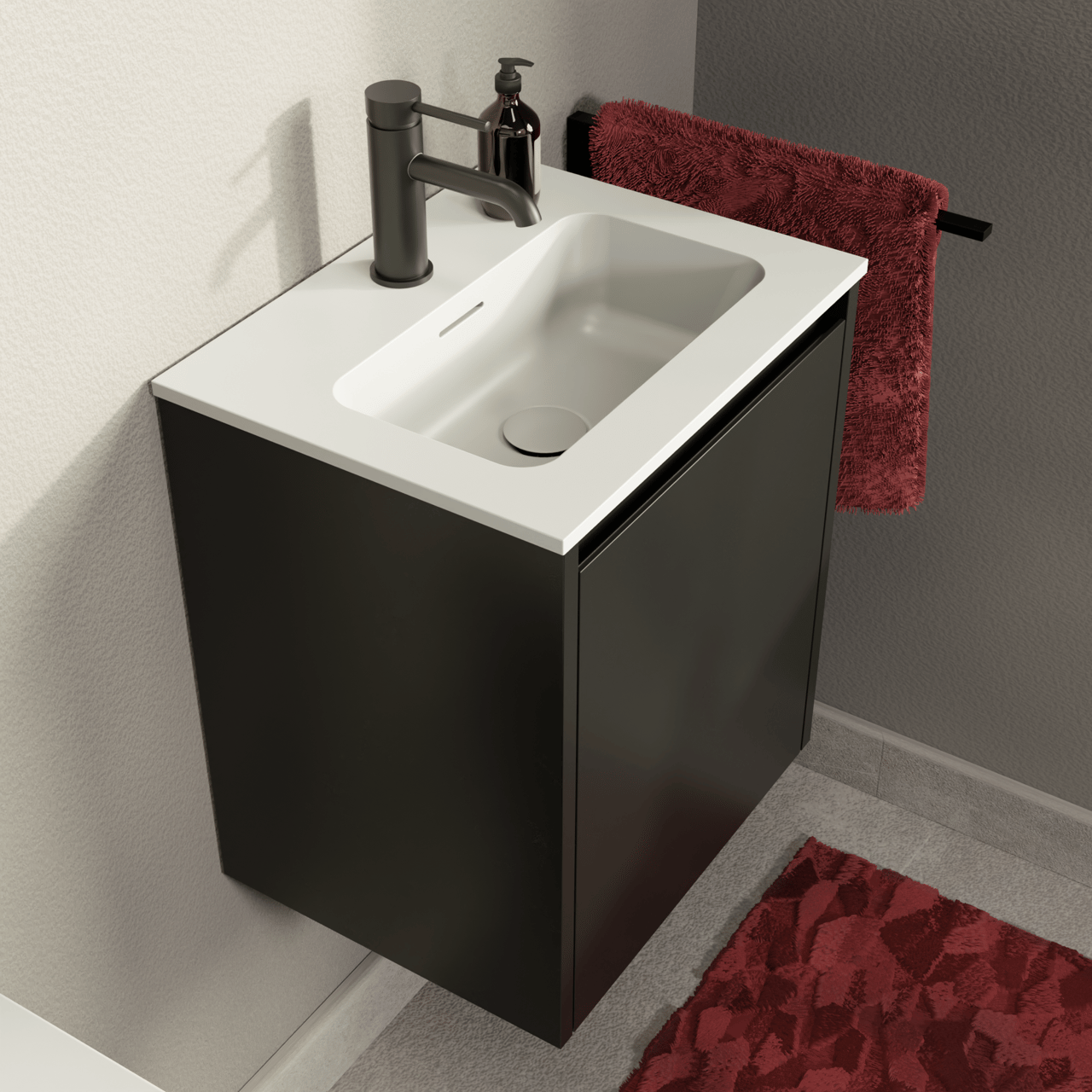 Storke Mata Einzelwaschtisch mattes Solid Surface 45 x 35 cm