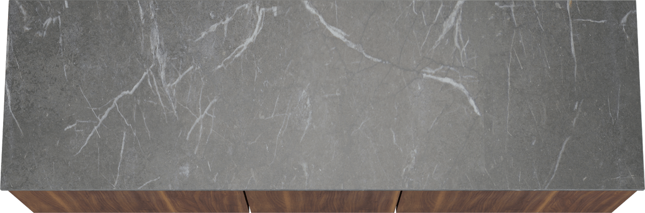 Balmani Sfera by Lucida meuble salle de bains suspendu 180 x 55 cm noyer américain avec Stretto tablette simple ou double en marbre pietra grey