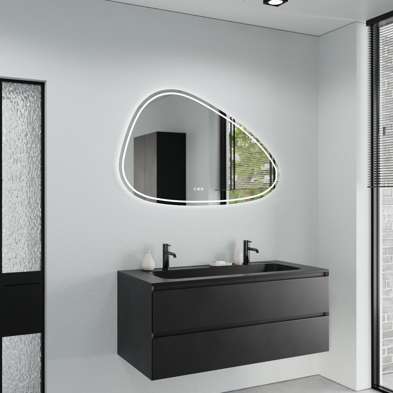 Balmani Ghost Touch organisch badkamerspiegel 120 x 75 cm met spiegelverlichting en anti-damp