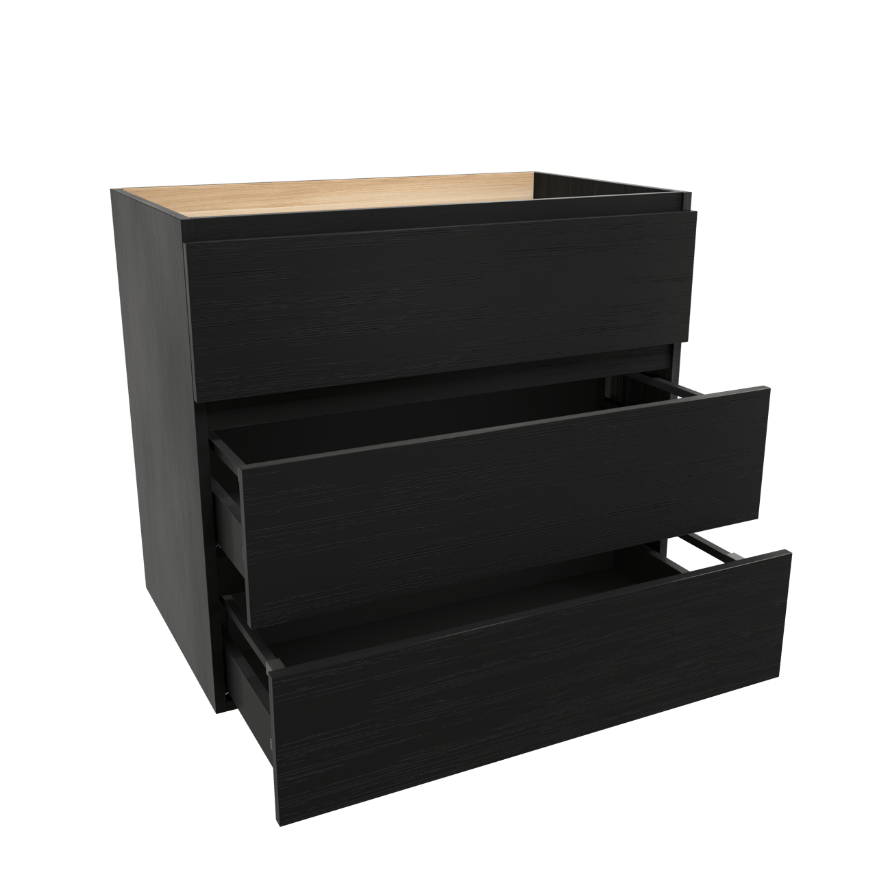 Balmani Lucida stehender Waschbeckenunterschrank: 90 x 55 cm, Eiche Schwarz, 3 Schubladen
