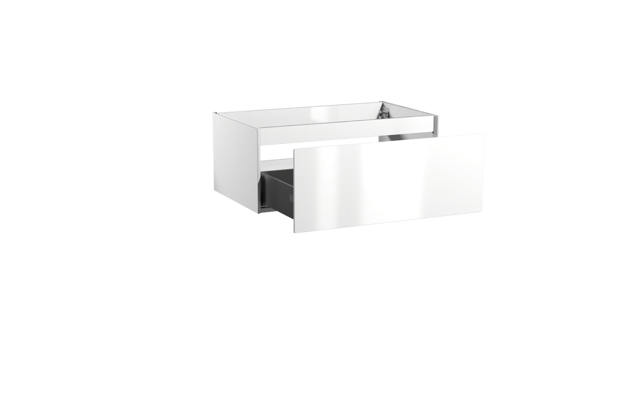 Storke Edge hängender Waschbeckenunterschrank: 85 x 52 cm, Weiß glänzend, 1 Schublade