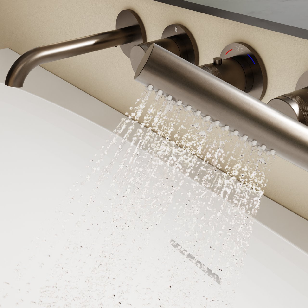 BLAUFOSS Pavilion Inbouw badkraan thermostatisch Brushed GunMetal Incl. handdoucheset incl. inbouwelement