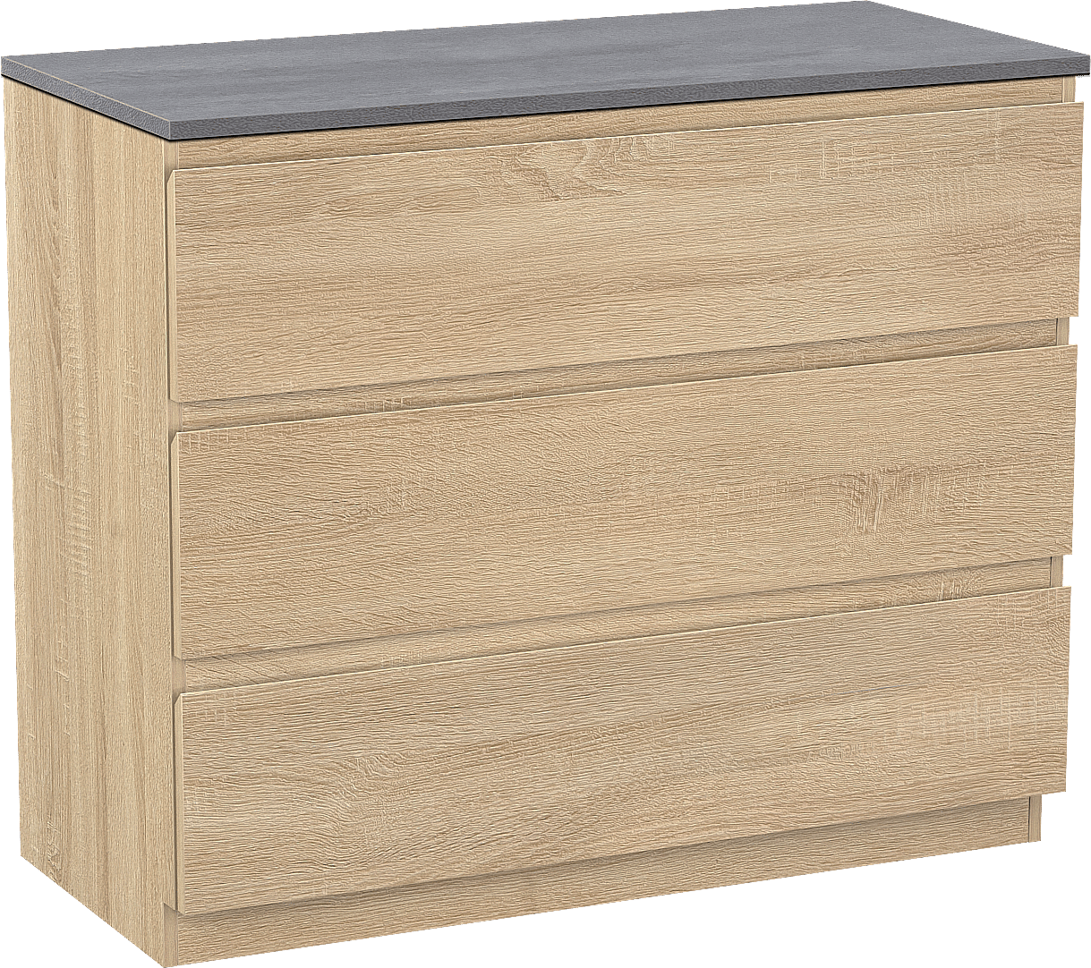 Linie Lado staand badmeubel 100 x 46 cm wit eiken met Lado enkel of dubbel wastafelblad in melamine beton donkergrijs