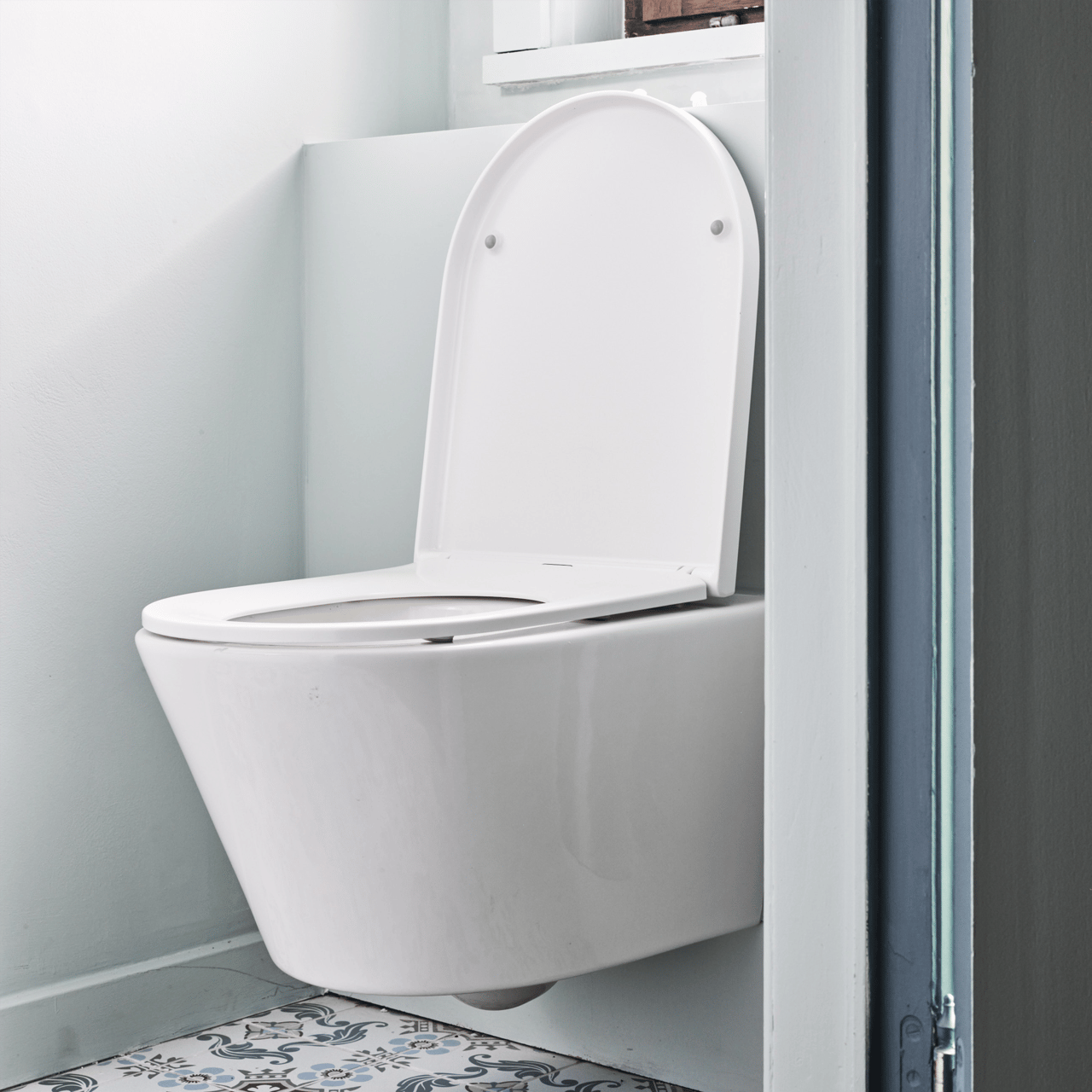 Luca Varess Calibro hangtoilet Glanzend Wit randloos met medio wc-bril
