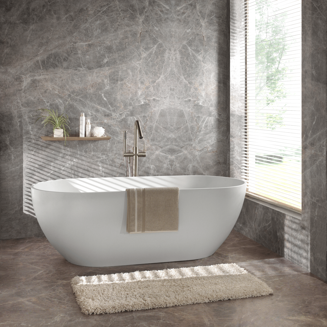 Balmani Nomina baignoire îlot ovale 169 x 80 cm Solid Surface blanc mat