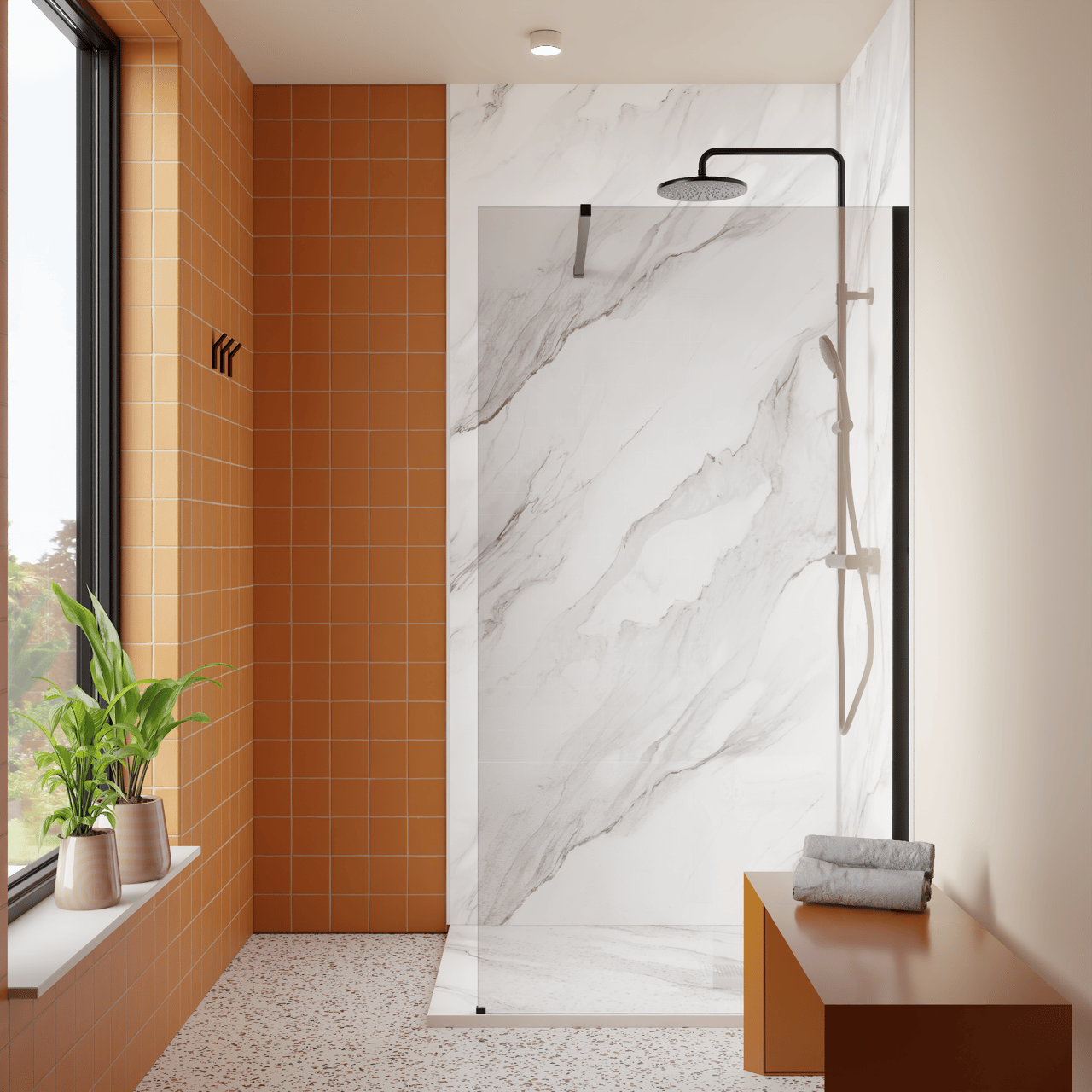 Luca Varess Suite receveur de douche 120 x 90 cm marbre composite Marble White 