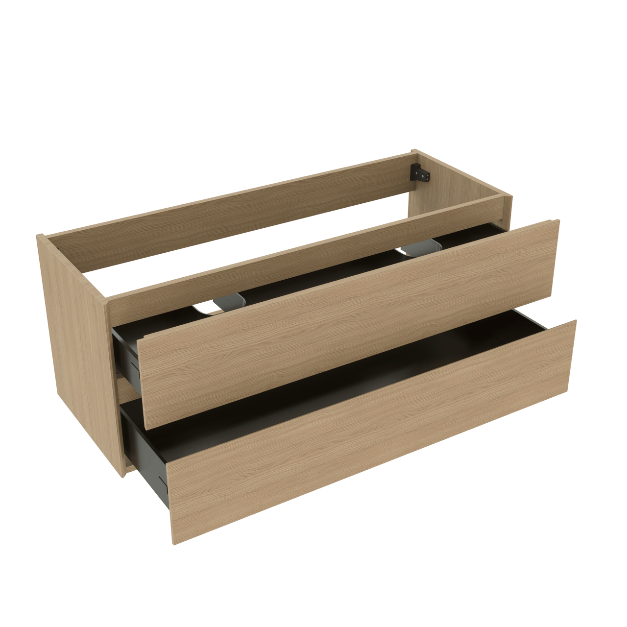 Storke Edge zwevende wastafelonderkast 120 x 46 cm natuur eik 2 lades 2 sifonuitsparingen