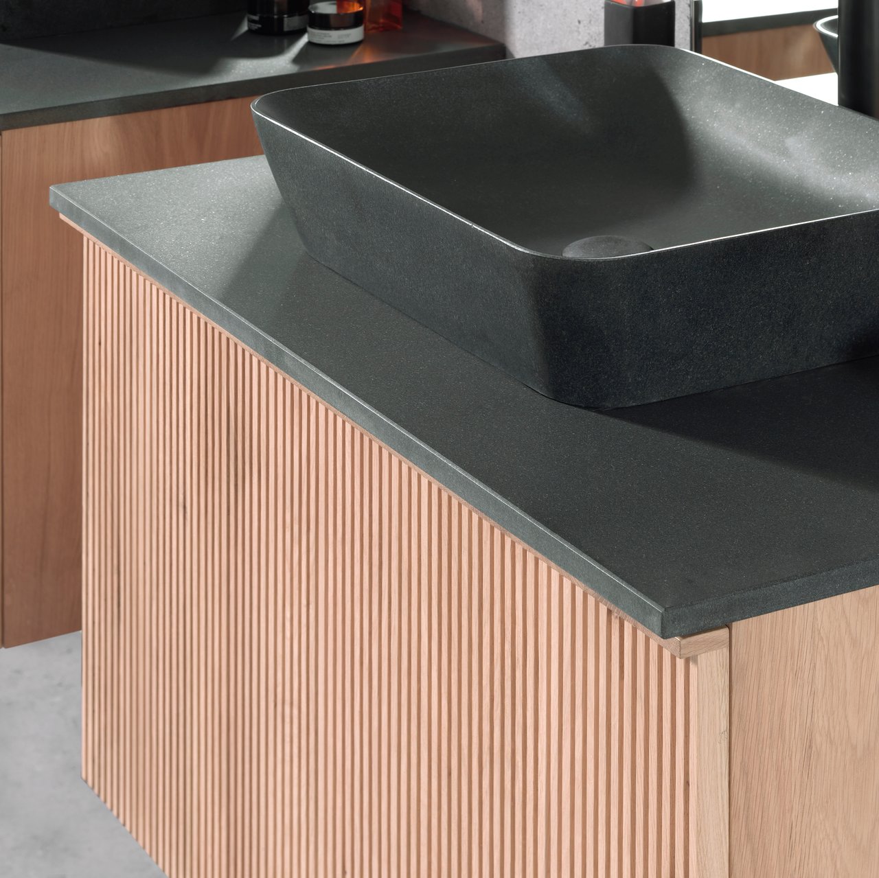 Balmani Stretto Einzelwaschtischplatte, Granit poliert, 90 x 55 cm