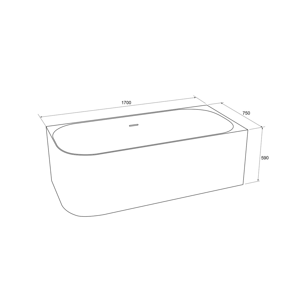 Luca Varess Mezzo 2-Personen-Eckbadewanne: rechts, 170 x 75 cm, Acryl, Weiß glänzend