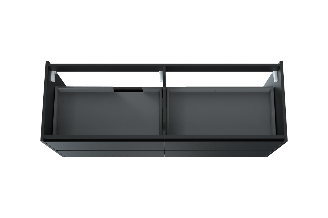 Storke Seda hängender Waschbeckenunterschrank: 150 x 52 cm, Schwarz Matt, 4 Schubladen