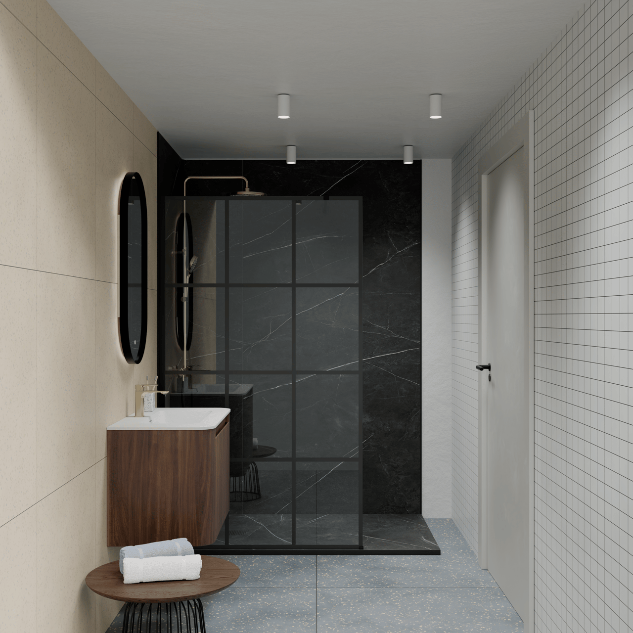 Luca Varess Suite douchebak 160 x 90 cm composietmarmer Marble Dark 