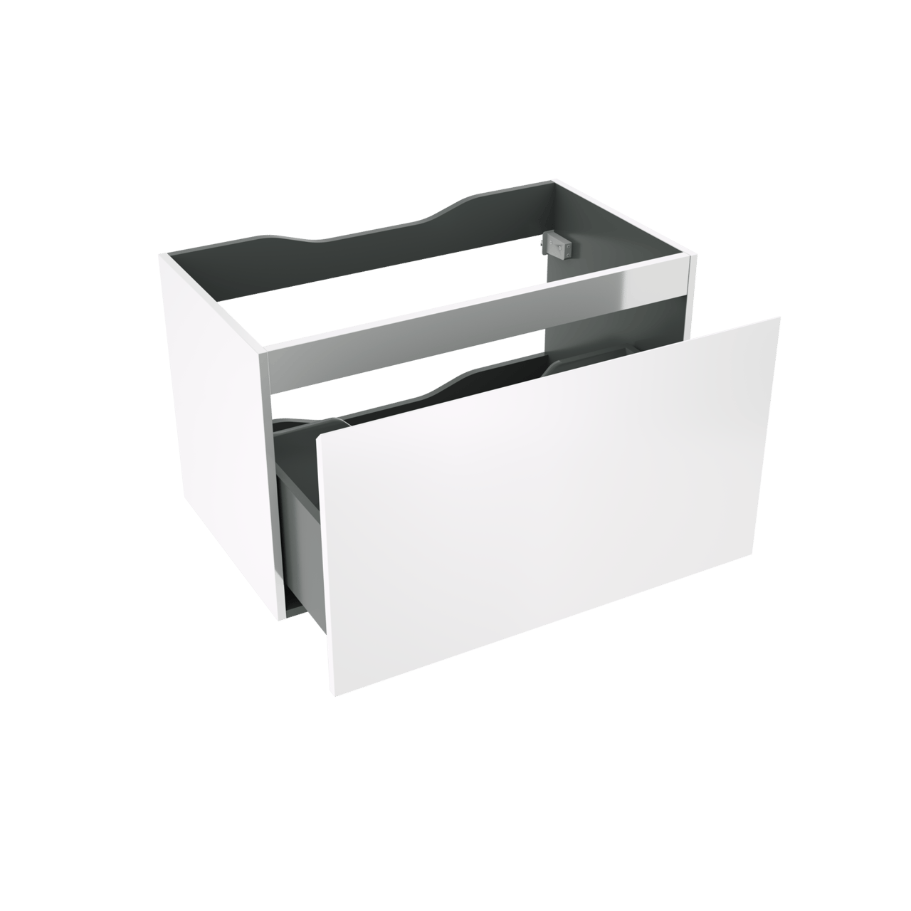 Linie Lado meuble salle de bains suspendu 80 x 46 cm blanc brillant avec Lado tablette simple en mélaminé ardoise gris