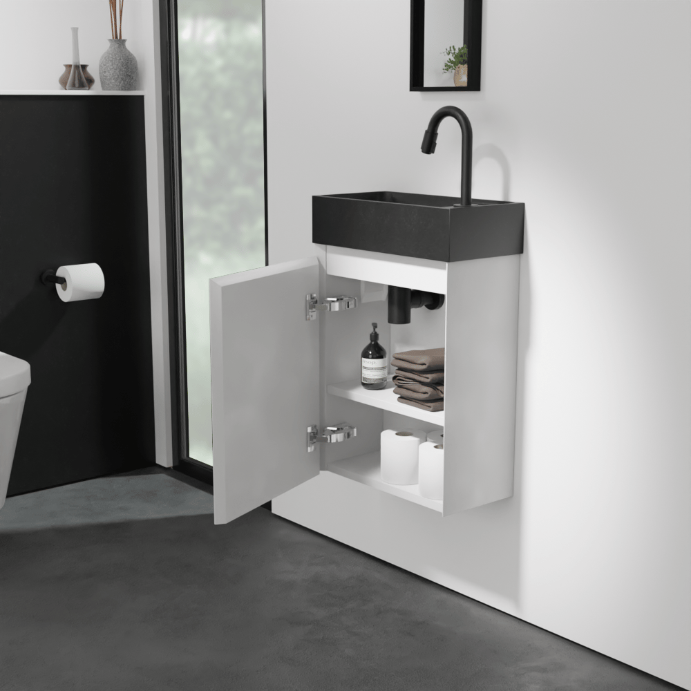 Balmani Mitra meuble wc suspendu 42 x 21 cm blanc mat avec Dama plan vasque en granite doux