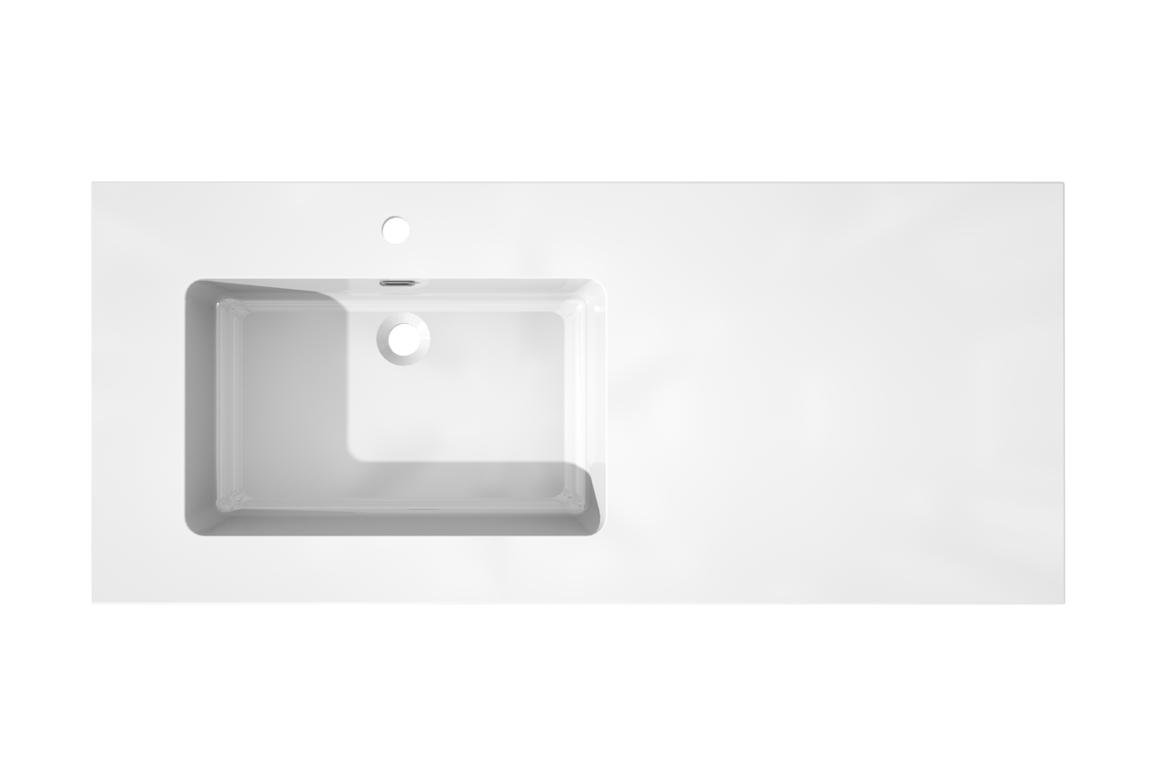 Storke Diva asymmetrisch linkse wastafel glanzend composiet marmer 120 x 52 cm combinatie kast 45 cm