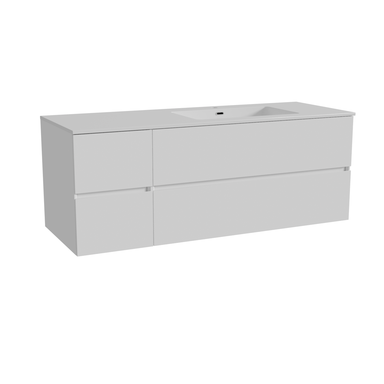 Storke Edge zwevend badkamermeubel 140 x 52 cm glanzend wit met Diva asymmetrisch rechtse wastafel in composietmarmer glanzend wit