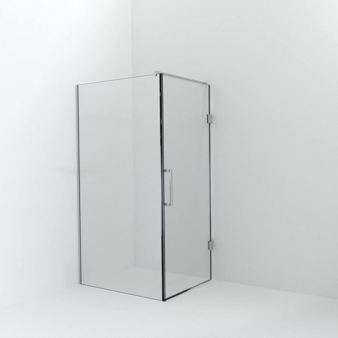 Balmani Modular inloopdouche met deur: 110 x 200 cm met deur 90 cm, Helder glas met coating, Glanzend chroom profielen