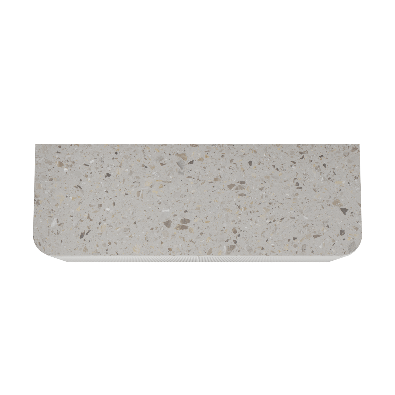 Balmani Moon zwevend badkamermeubel 160 x 55 cm mat wit met Moon enkel of dubbel tablet in terrazzo greige terrazzo, Verticale symmetrische rechte ribbel