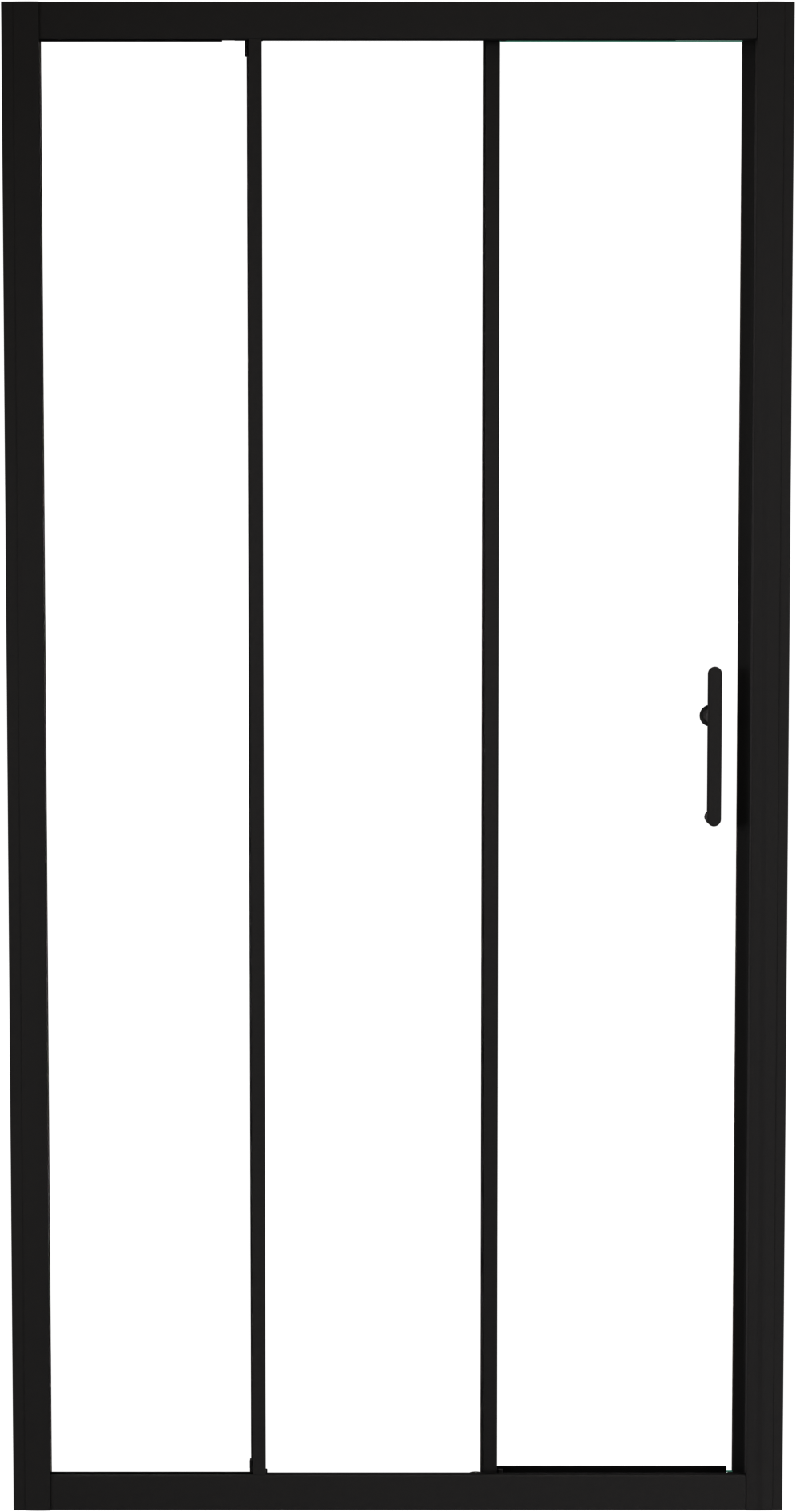 Linie Cadiz dreiteilige Dusche Schiebetür 100 cm x 190 cm Klarglas matt Schwarz profil