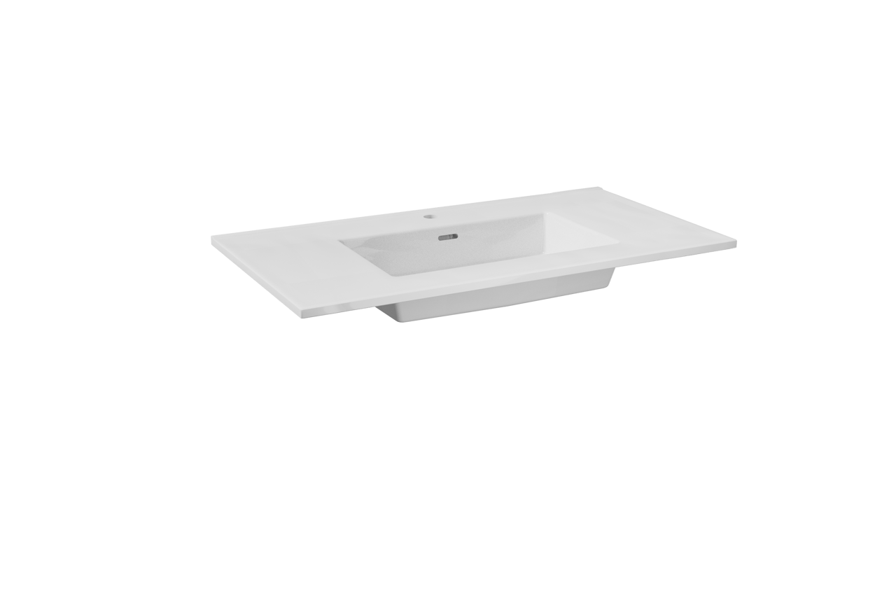 Storke Kera enkele wastafel Glanzend wit porselein 95 x 52 cm, inclusief crepine