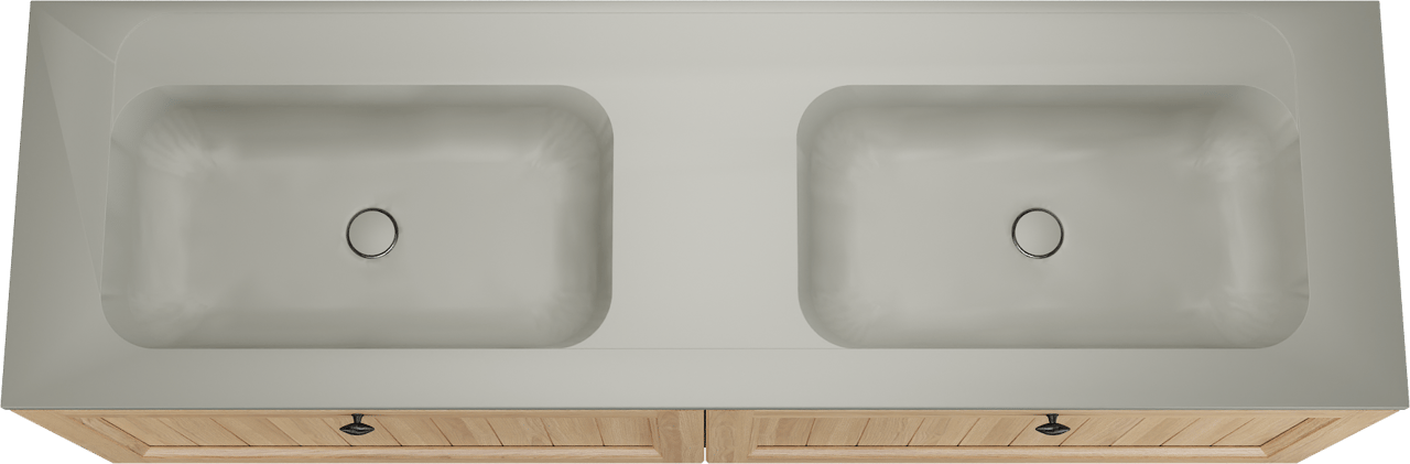Balmani Lemon hängendes Möbelstück Set: 180 x 55 cm, Naturbelassene Eiche Furnier, mit Tablo Strada Doppelwaschtisch, Seidengrau