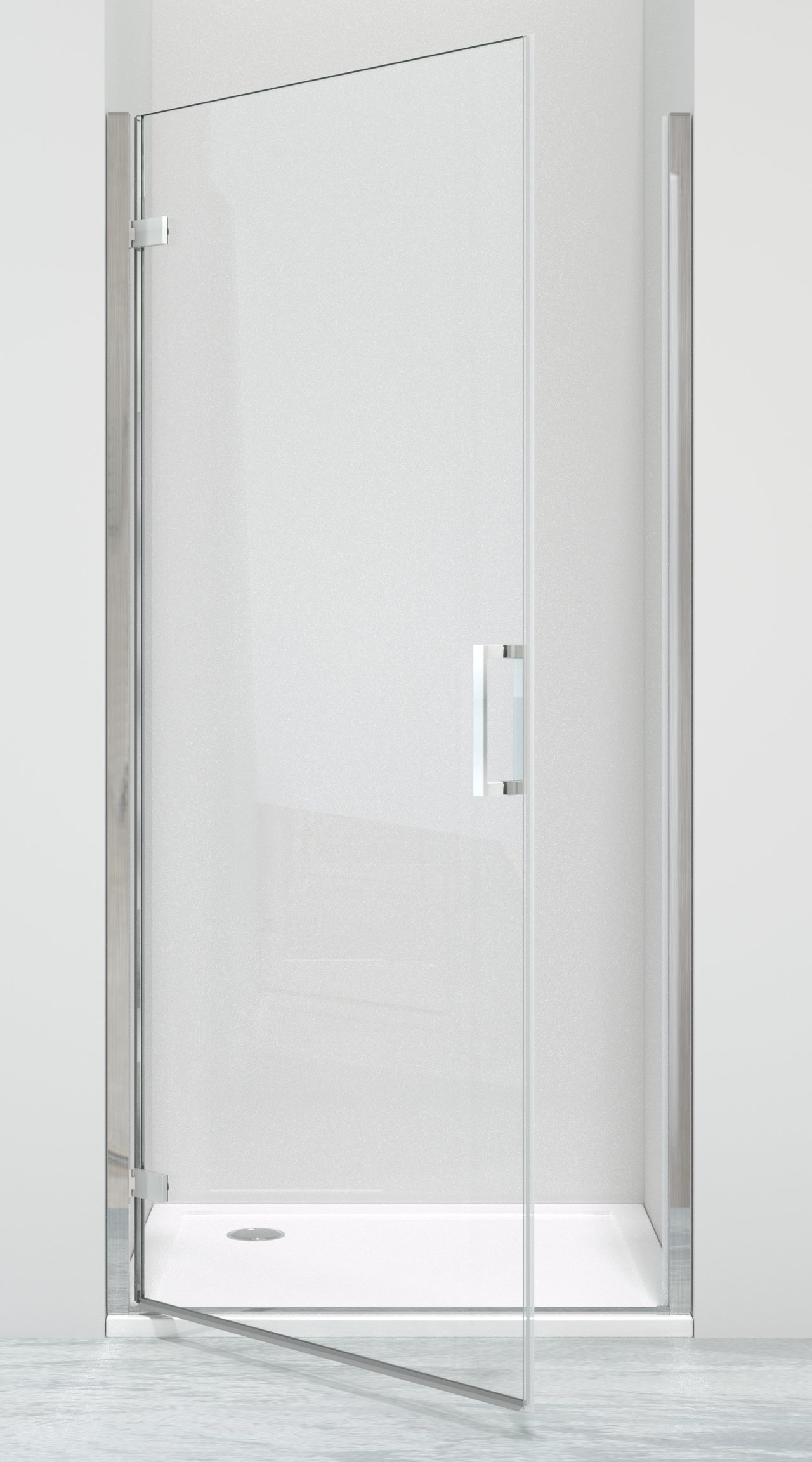 Luca Varess Nona Duschtür: Drehtür, 100 x 200 cm, Klarglas, Chrom Profil, glänzend