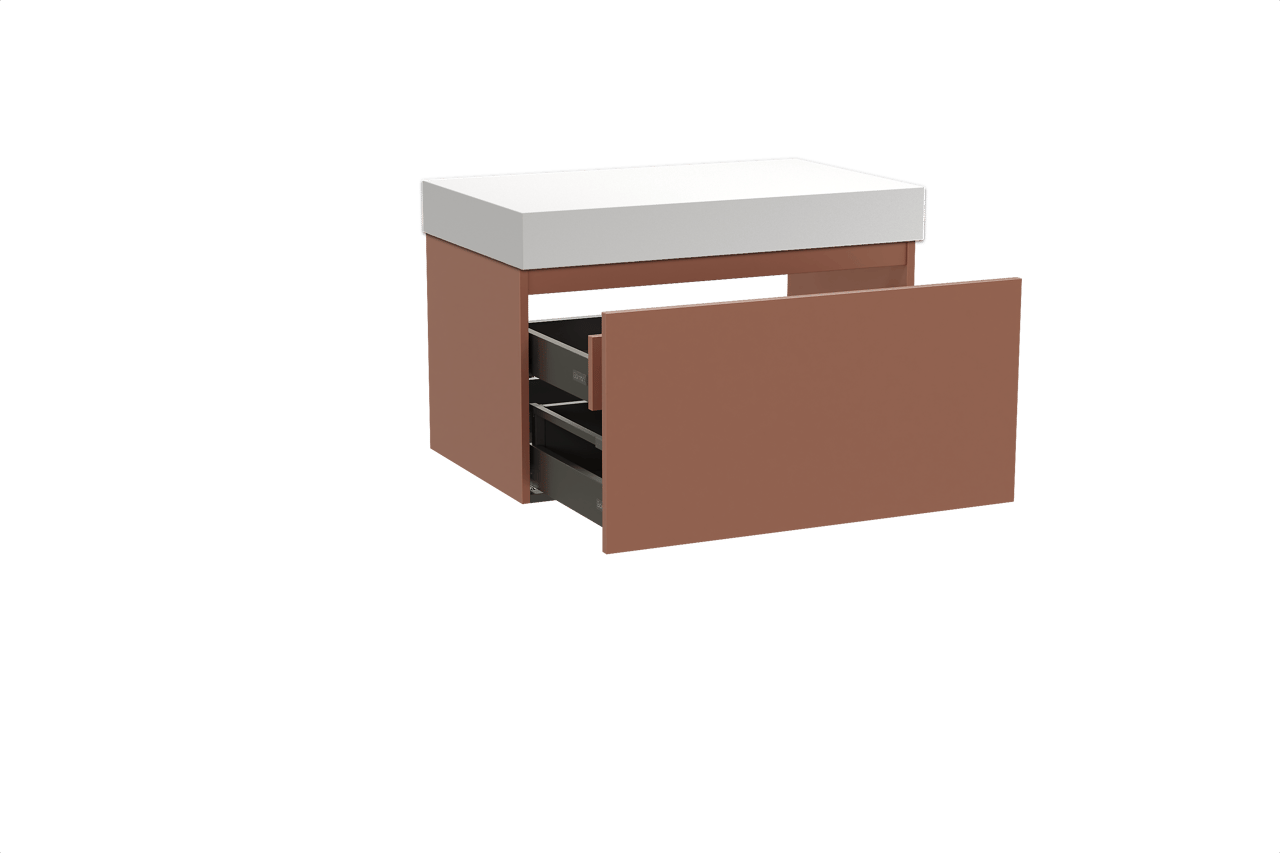 Balmani Sfera by Lucida meuble salle de bains suspendu 90 x 55 cm cotto avec Dominus tablette simple en solid surface blanc mat