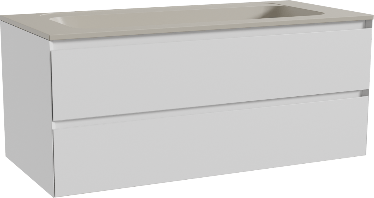 Balmani Mitra meuble salle de bains suspendu 120 x 55 cm blanc mat avec Tablo Strada lavabo simple pour 2 trous de robinet en marbre composite soie grise