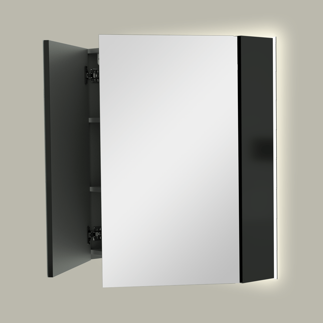 Linie Montro armoire de toilette lumineuse 80 x 75 cm noir mat