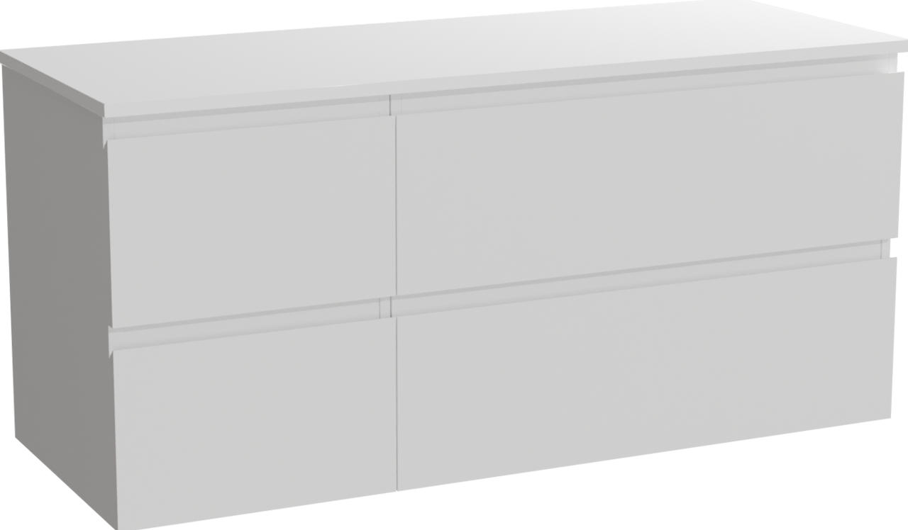 Linie Lado meuble salle de bains suspendu 120 x 46 cm blanc brillant avec Lado tablette double en marbre composite blanc brillant