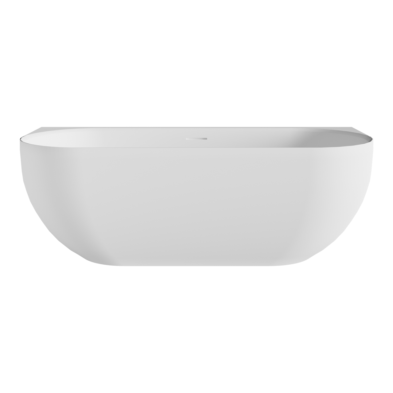 Balmani Forte halb freistehende Badewanne: 170 x 78 cm, Solid Surface, Weiß matt