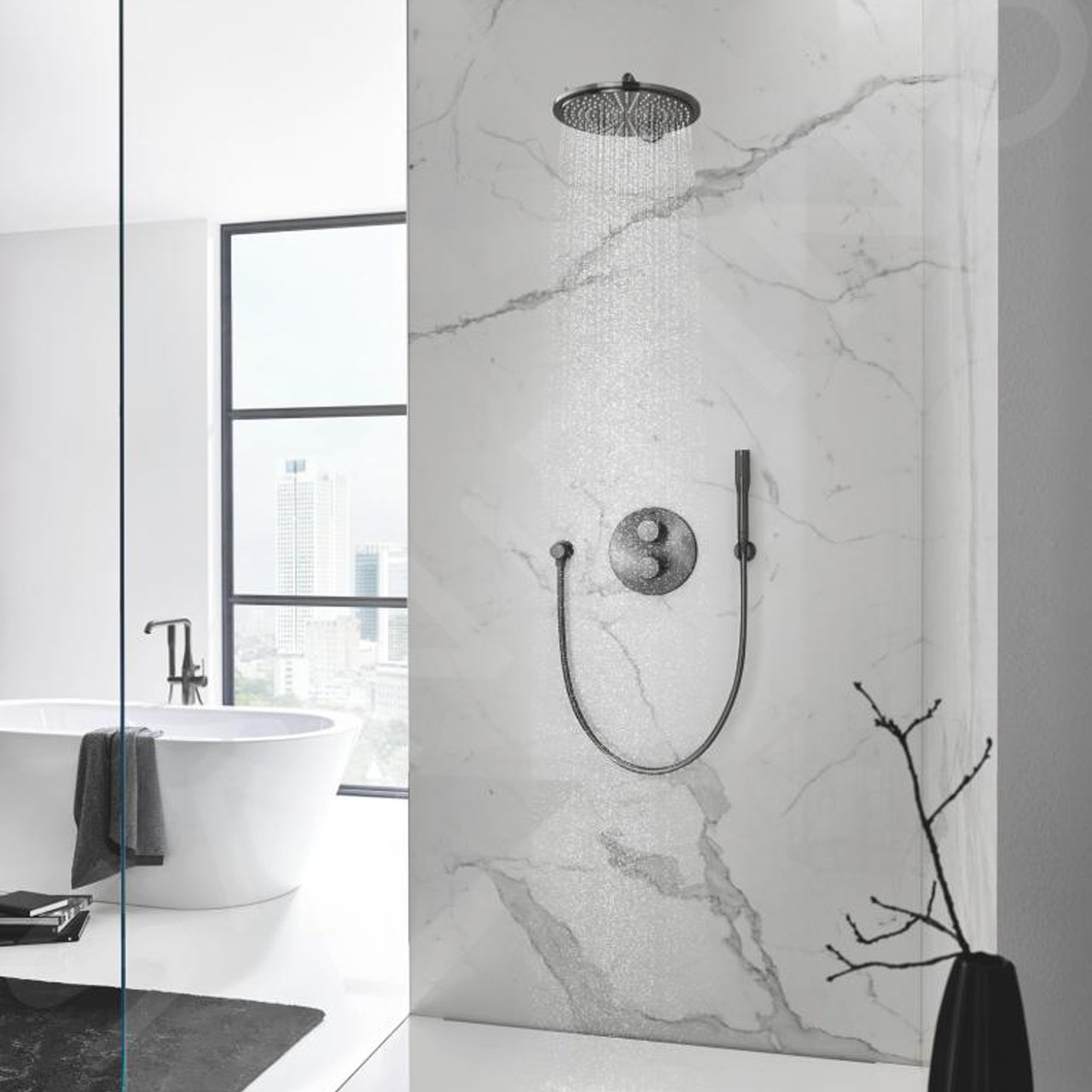 Grohe Rainshower Cosmopolitan 310 tête de douche ronde avec support mural 31 cm Brushed Hard Graphite