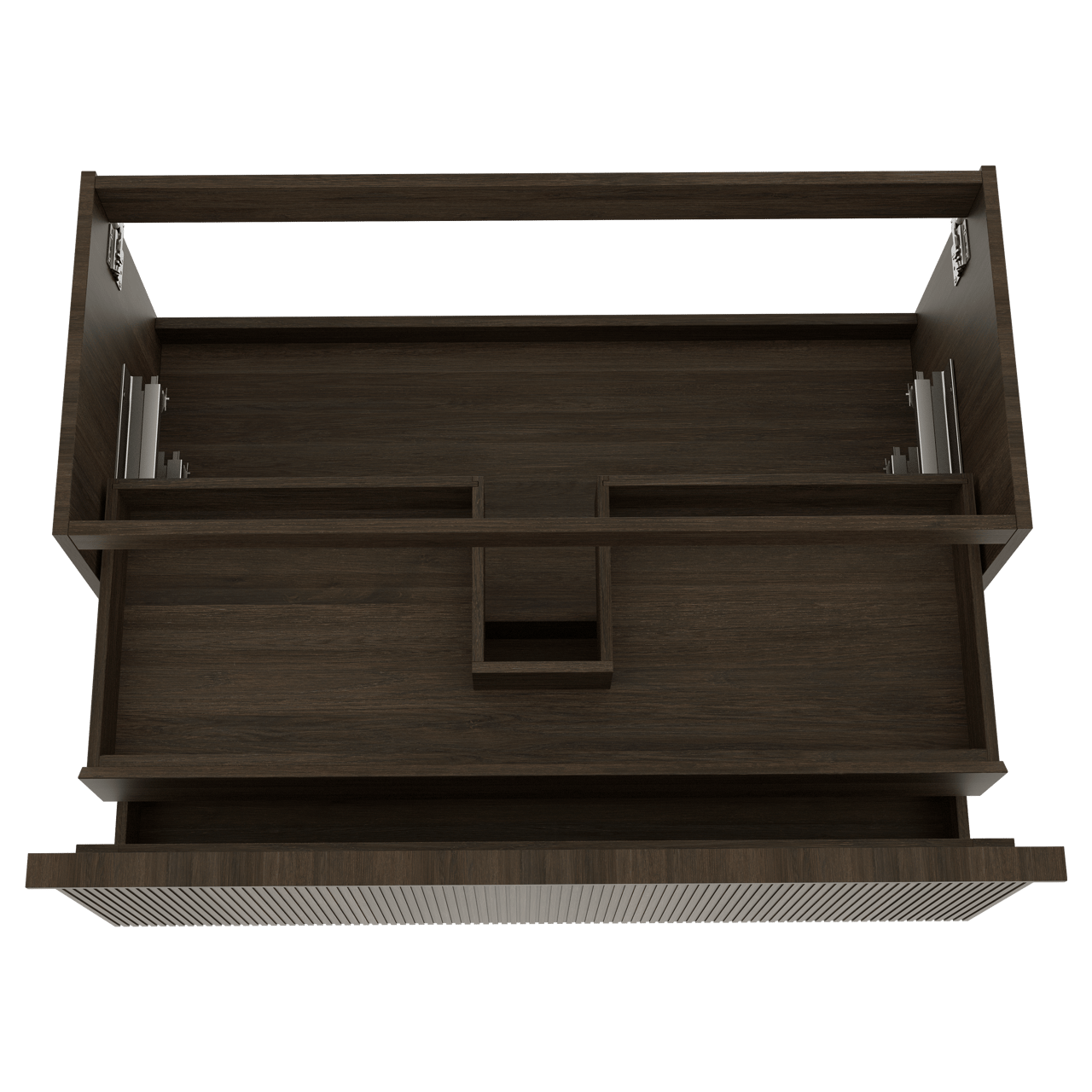 Balmani Forma zwevende wastafelonderkast 120 x 55 cm gerookte eik 2 lades vert. sym. groef