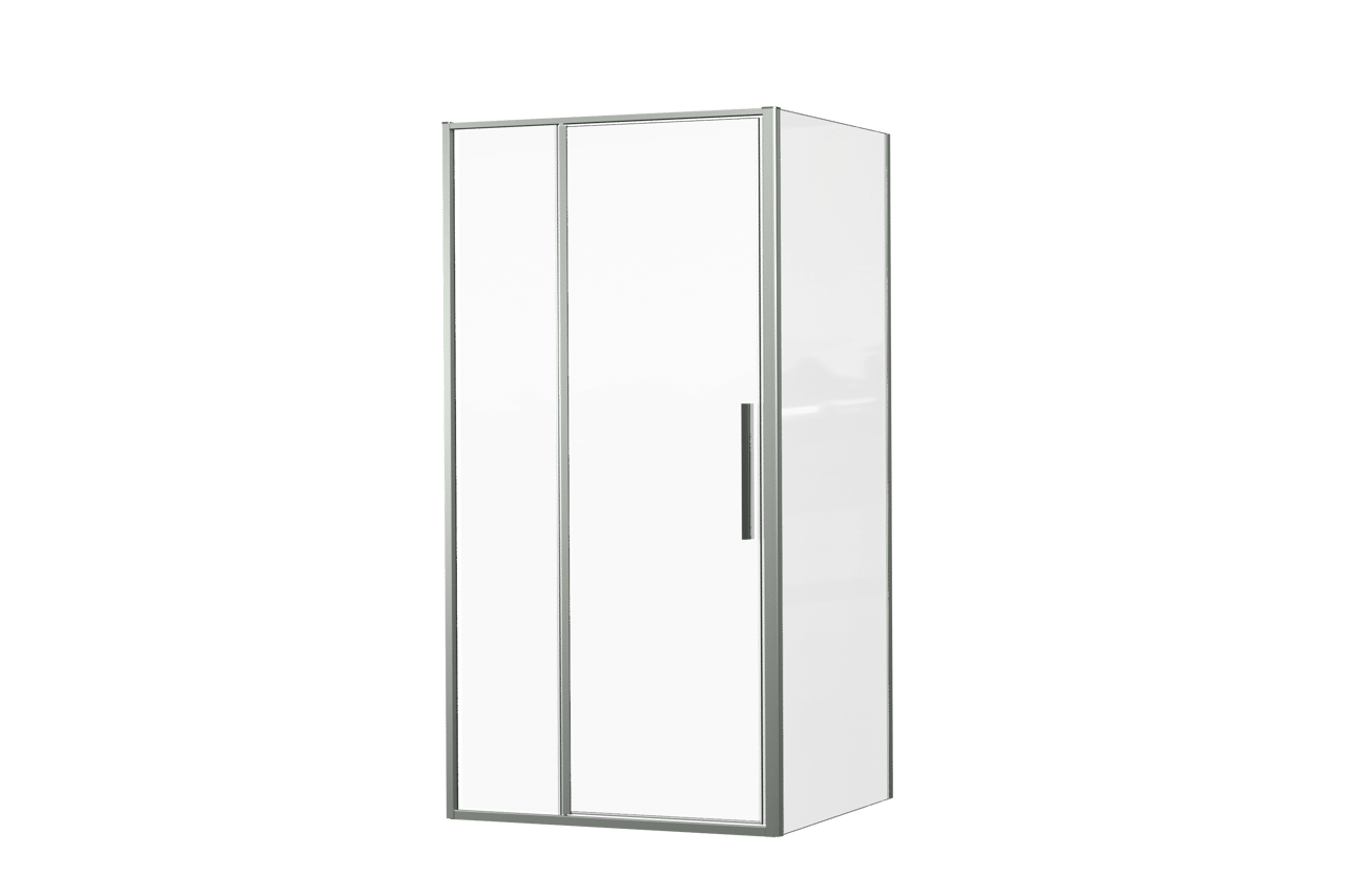 Luca Varess Morano paroi de douche avec porte pivotante et 2 parois latéraux fixes 100 x 90 cm verre transparent profil chrome brillant