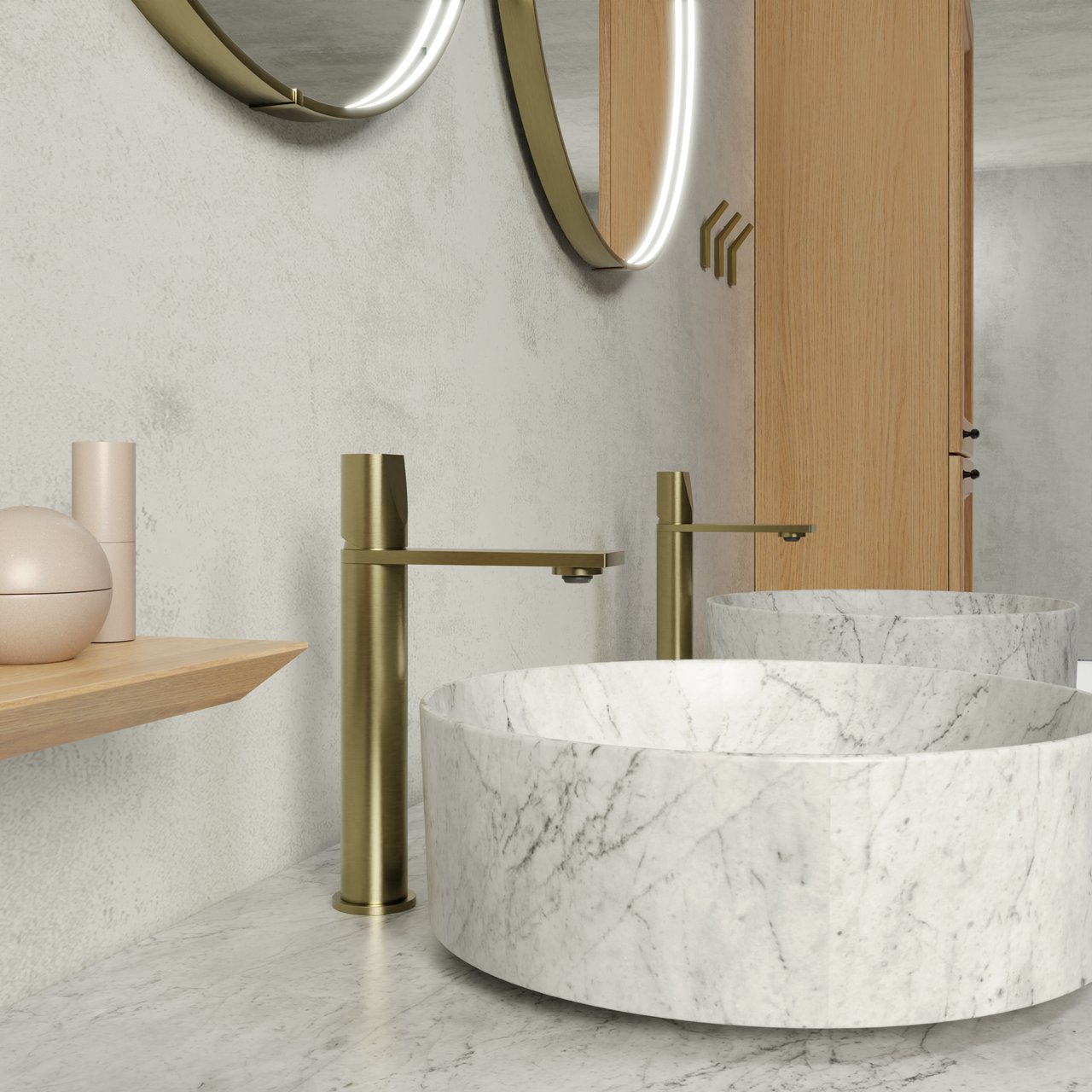 Blaufoss Eris EcoStart Erhöhte Waschtischarmatur Brushed Champagne Gold