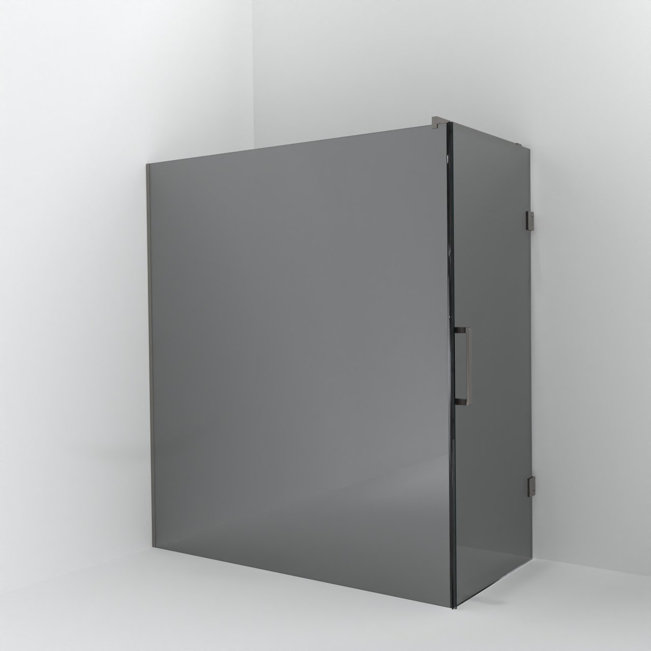 Balmani Modular douche à l'italienne avec porte: 180 x 200 cm avec porte 90 cm, Miroir Reflex, Profil Brushed Inox