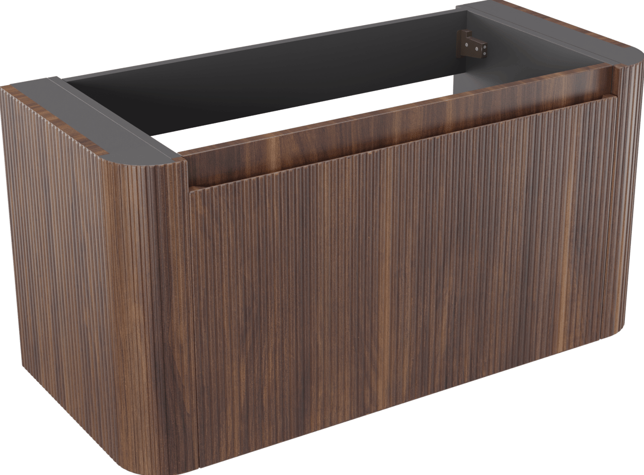Storke Soft hängendes möbelstück Waschtischunterschränke 100 x 46 cm Nussbaum 2 Schubladen Vert. Sym. Rippe