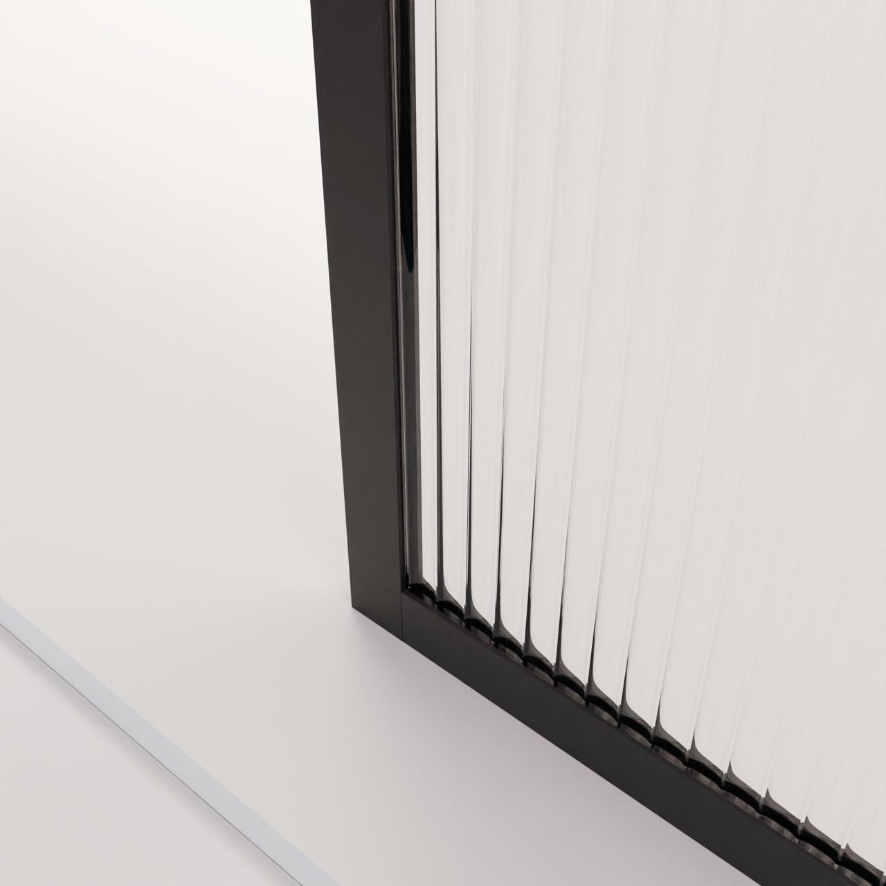 Balmani Framed Walk-In-Dusche 120 x 210 cm Relief Glas, inklusive Coating, matt schwarz Profil